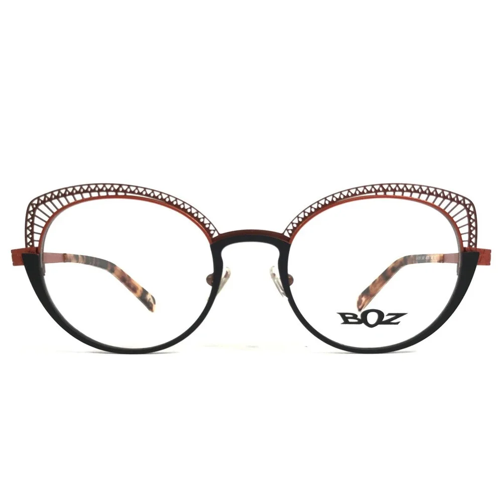 BOZ Eyeglasses Frames ICACOS 9000 Satin Black Brown Orange Cat Eye 48-19-140